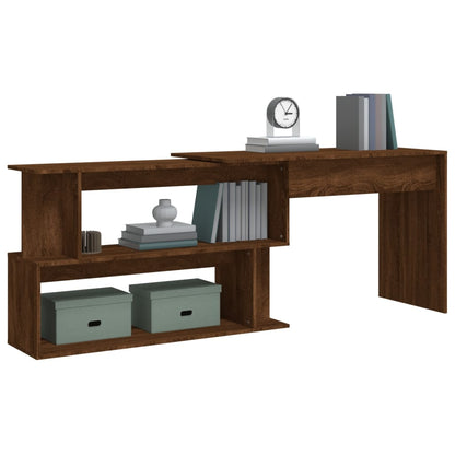 vidaXL Corner Desk Brown Oak 200x50x76 cm Engineered Wood