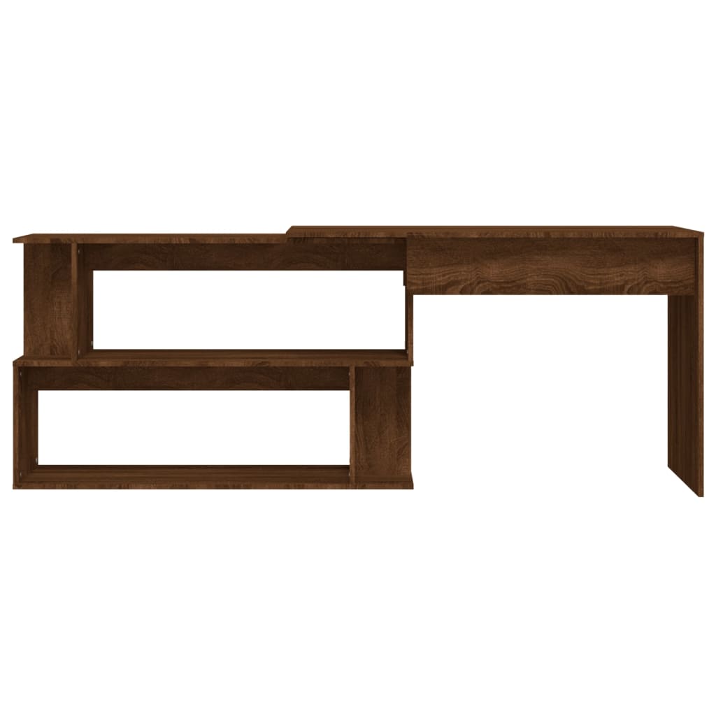 vidaXL Corner Desk Brown Oak 200x50x76 cm Engineered Wood