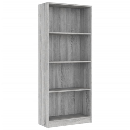 vidaXL 4-Tier Book Cabinet Grey Sonoma 60x24x142 cm Engineered Wood