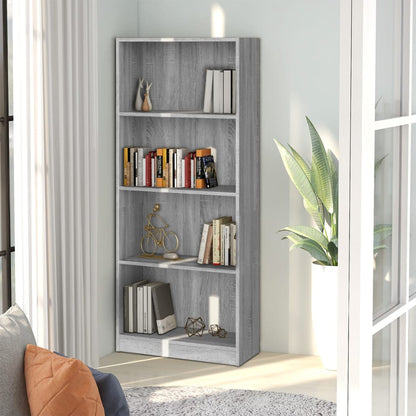 vidaXL 4-Tier Book Cabinet Grey Sonoma 60x24x142 cm Engineered Wood