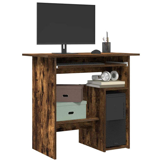 vidaXL Desk Smoked Oak 80x45x74 cm Engineered Wood