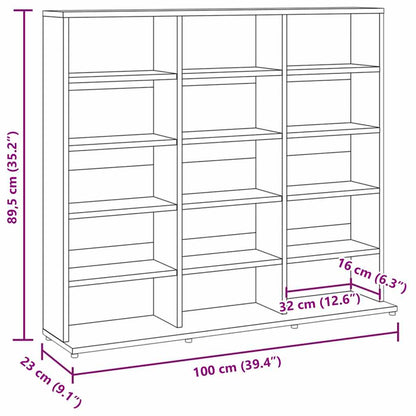 vidaXL CD Cabinet Smoked Oak 100x23x89,5 cm Engineered Wood