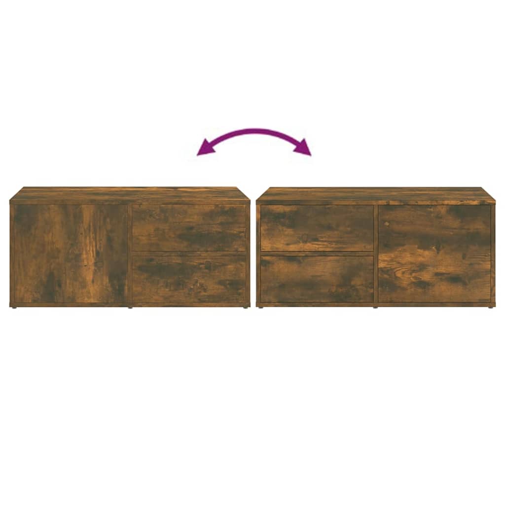 vidaXL TV Cabinet Smoked Oak 80x34x36 cm Engineered Wood