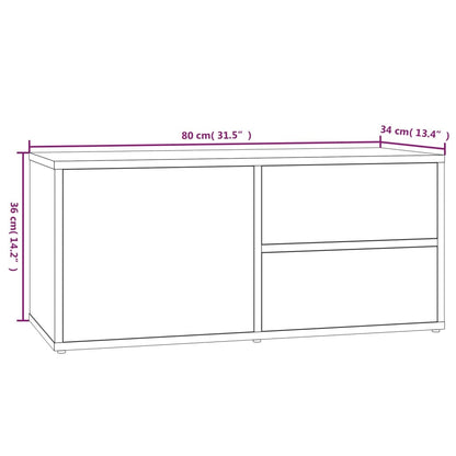vidaXL TV Cabinet Smoked Oak 80x34x36 cm Engineered Wood