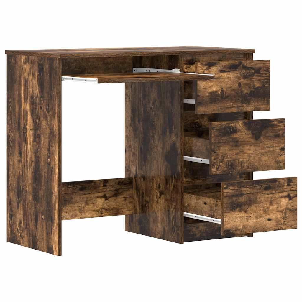 vidaXL Desk Smoked Oak 90x45x76 cm Engineered Wood