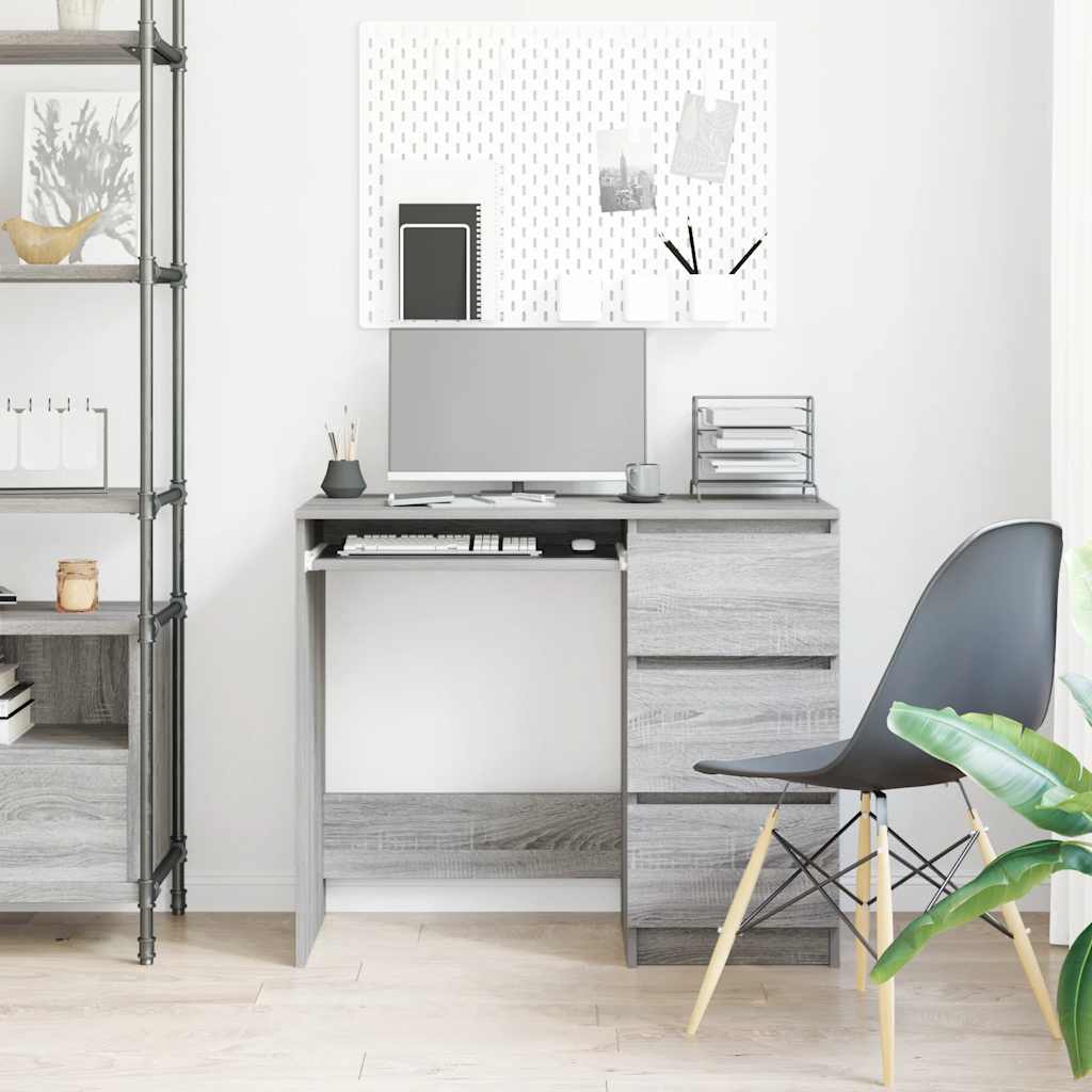 vidaXL Desk Grey Sonoma 90x45x76 cm Engineered Wood