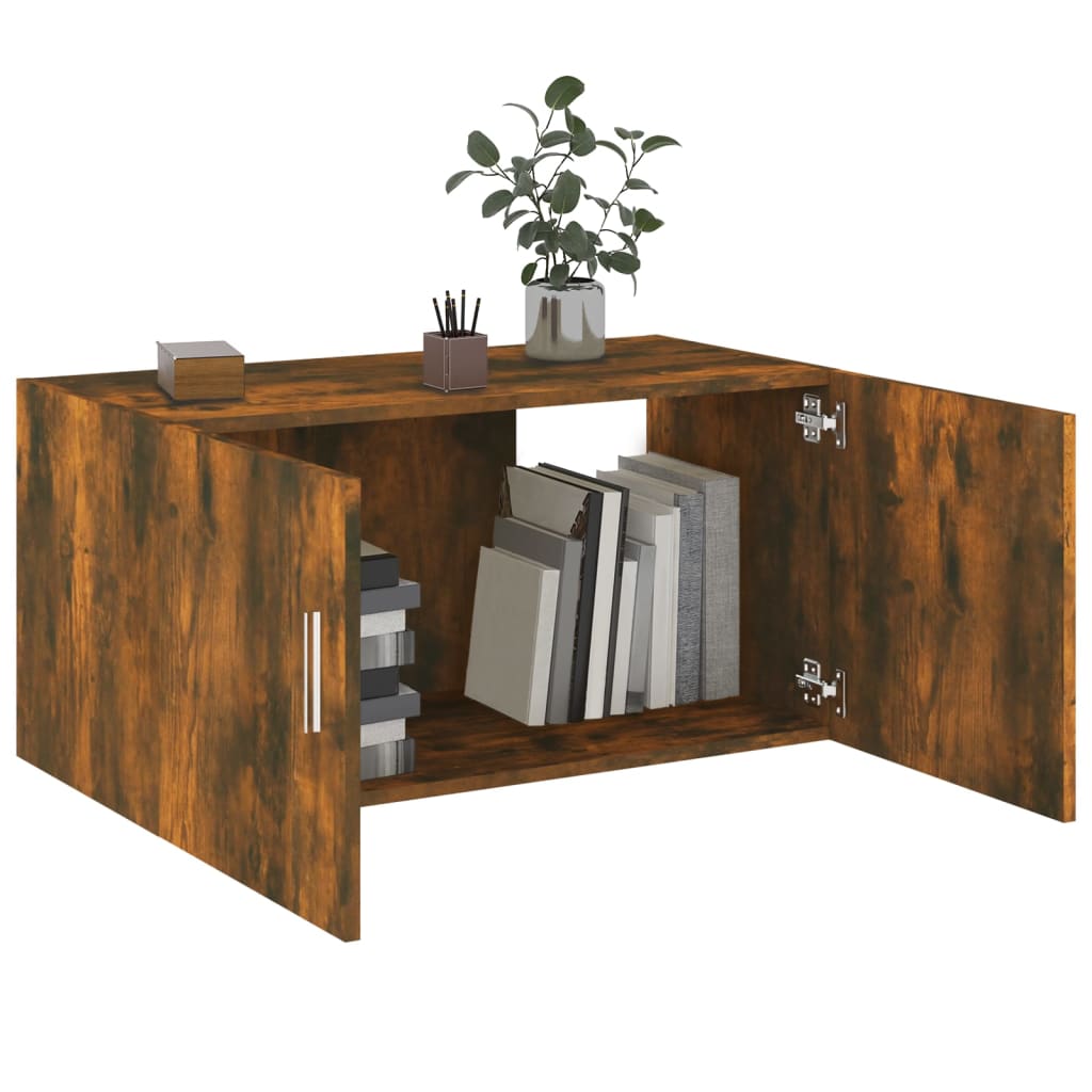 vidaXL Wall Mounted Cabinet Smoked Oak 80x39x40 cm Engineered Wood