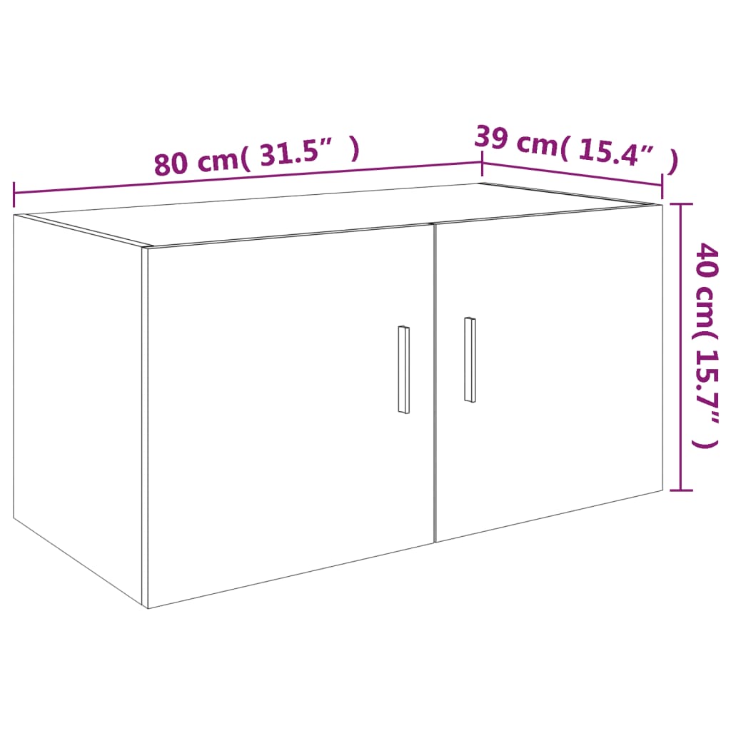 vidaXL Wall Mounted Cabinet Grey Sonoma 80x39x40 cm Engineered Wood