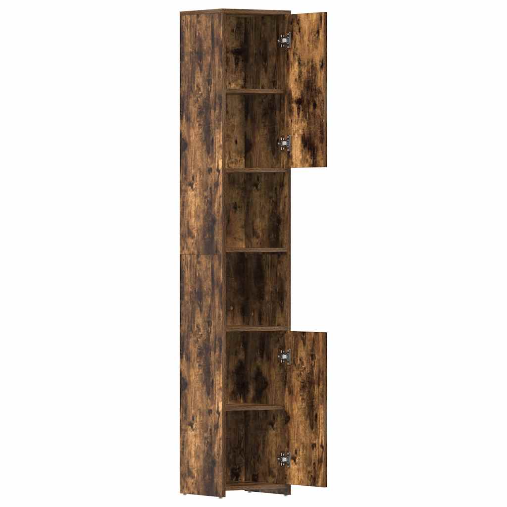 vidaXL Bathroom Cabinet Smoked Oak 30x30x183.5 cm Engineered Wood