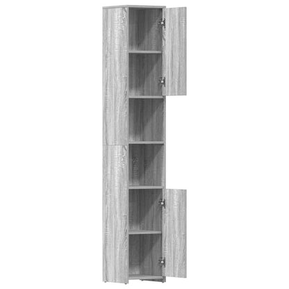 815520 vidaXL Bathroom Cabinet Grey Sonoma 30x30x183,5 cm Engineered Wood
