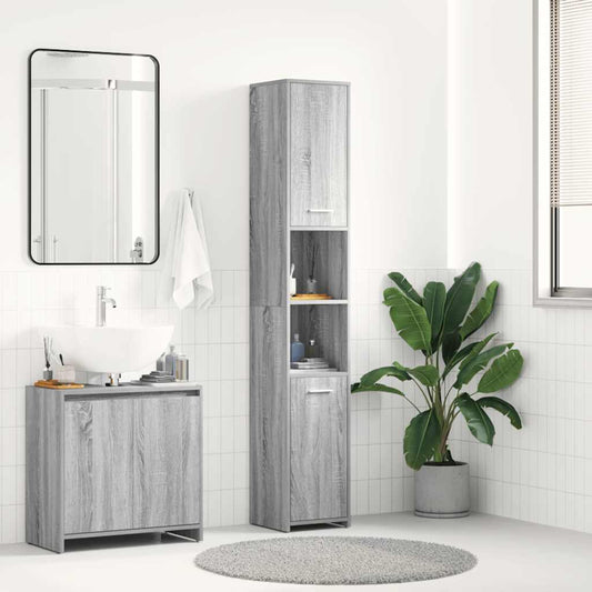 vidaXL Bathroom Cabinet Grey Sonoma 30x30x183.5 cm Engineered Wood