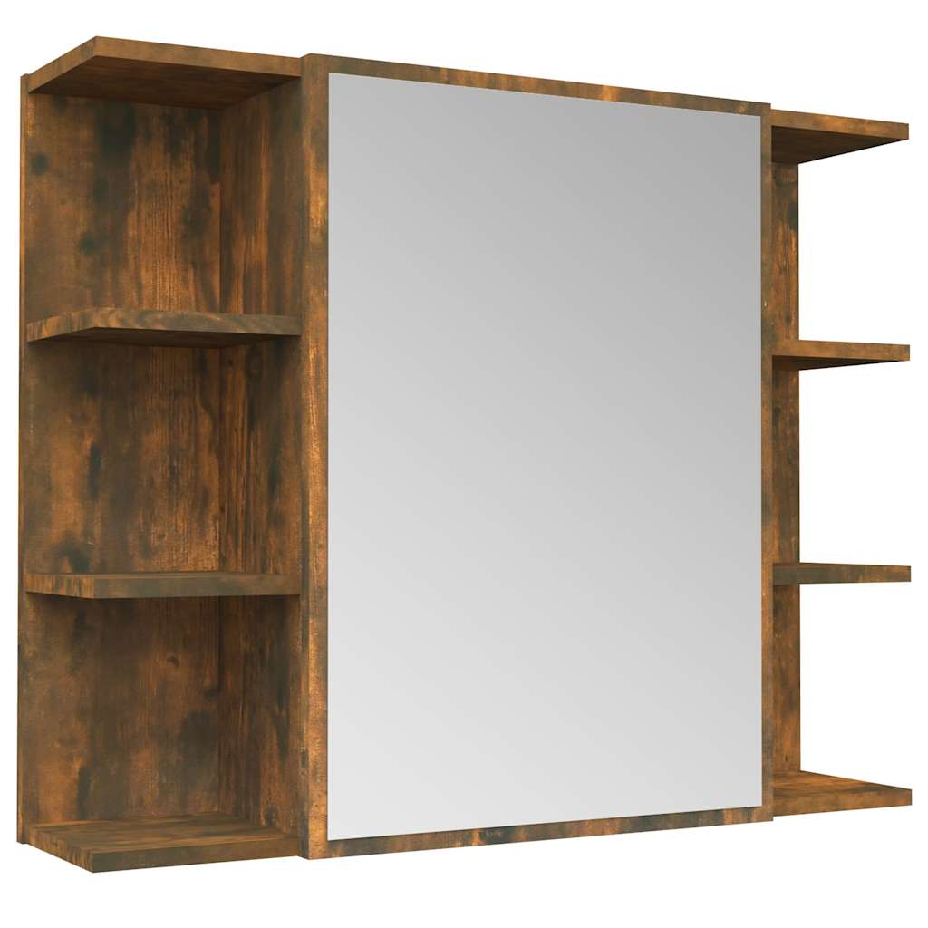 vidaXL Bathroom Mirror Cabinet Smoked Oak 80x20.5x64cm Engineered Wood
