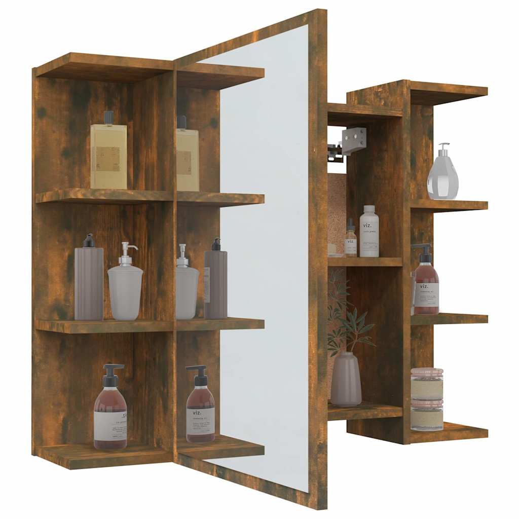 vidaXL Bathroom Mirror Cabinet Smoked Oak 80x20.5x64cm Engineered Wood