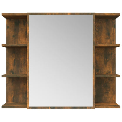 vidaXL Bathroom Mirror Cabinet Smoked Oak 80x20.5x64 cm Engineered Wood
