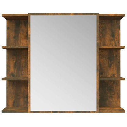 vidaXL Bathroom Mirror Cabinet Smoked Oak 80x20.5x64cm Engineered Wood