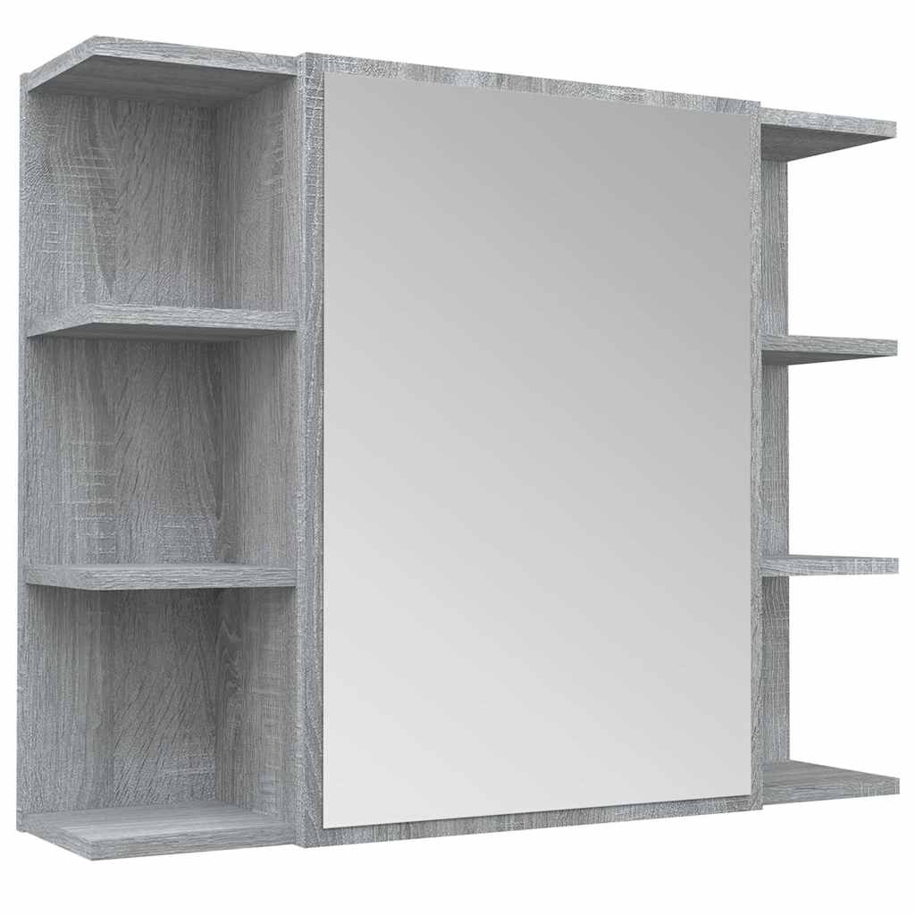 vidaXL Bathroom Mirror Cabinet Grey Sonoma 80x20.5x64 cm