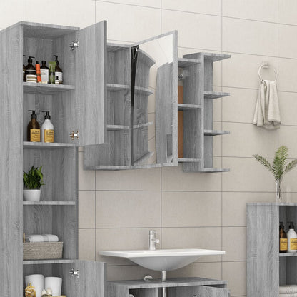 vidaXL Bathroom Mirror Cabinet Grey Sonoma 80x20.5x64cm Engineered Wood