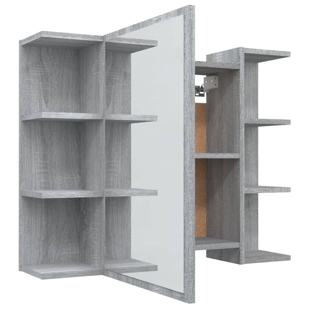 vidaXL Bathroom Mirror Cabinet Grey Sonoma 80x20.5x64cm Engineered Wood