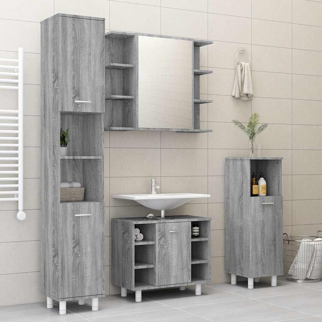 vidaXL Bathroom Mirror Cabinet Grey Sonoma 80x20.5x64 cm