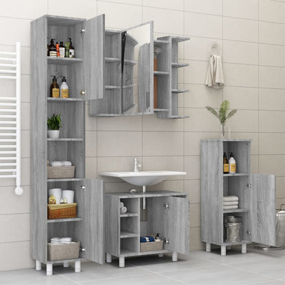 vidaXL Bathroom Mirror Cabinet Grey Sonoma 80x20.5x64cm Engineered Wood