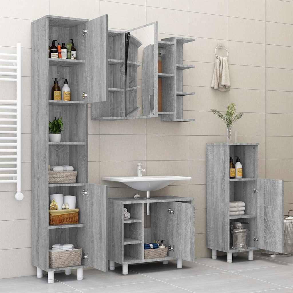vidaXL Bathroom Mirror Cabinet Grey Sonoma 80x20.5x64 cm