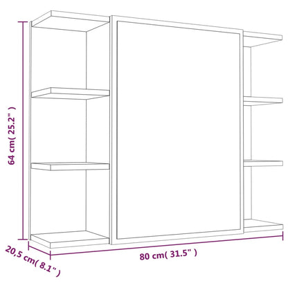 vidaXL Bathroom Mirror Cabinet Grey Sonoma 80x20.5x64cm Engineered Wood