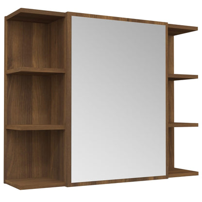 vidaXL Bathroom Mirror Cabinet Brown Oak 80x20.5x64 cm Engineered Wood