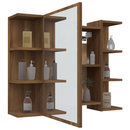 vidaXL Bathroom Mirror Cabinet Brown Oak 80x20.5x64 cm Engineered Wood