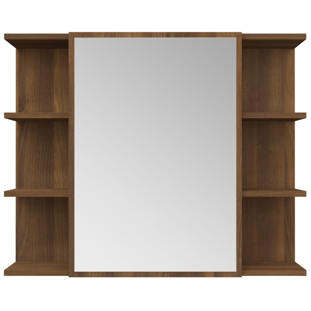 vidaXL Bathroom Mirror Cabinet Brown Oak 80x20.5x64 cm Engineered Wood