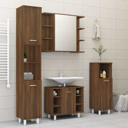 vidaXL Bathroom Mirror Cabinet Brown Oak 80x20.5x64 cm Engineered Wood