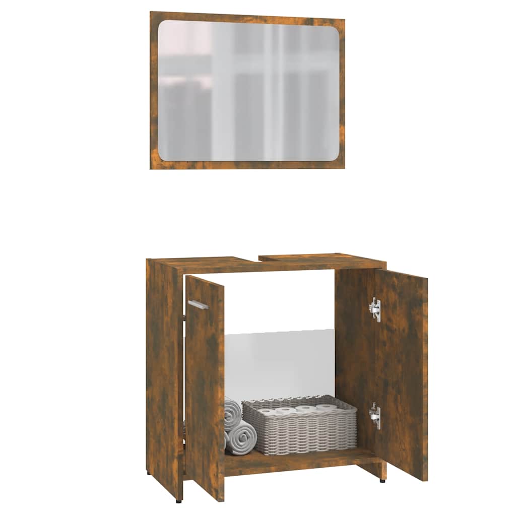 vidaXL Bathroom Furniture Set Smoked Oak Engineered Wood