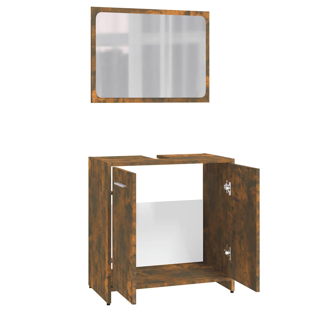 vidaXL Bathroom Furniture Set Smoked Oak Engineered Wood