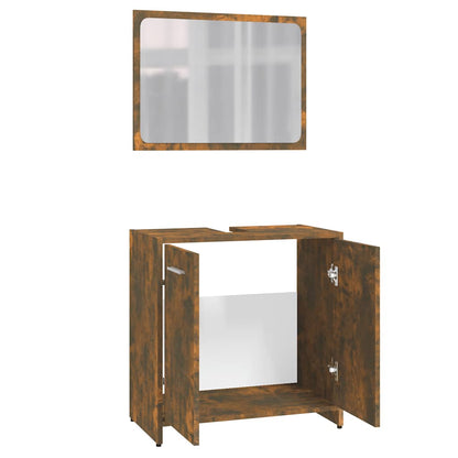 vidaXL Bathroom Furniture Set Smoked Oak Engineered Wood
