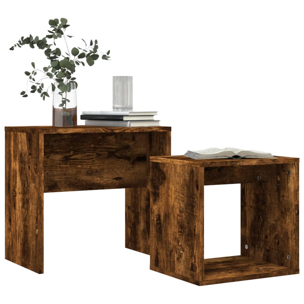 vidaXL Nesting Coffee Tables 2 pcs Smoked Oak Engineered Wood