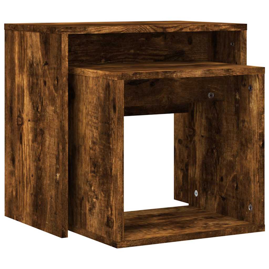 vidaXL Nesting Coffee Tables 2 pcs Smoked Oak Engineered Wood