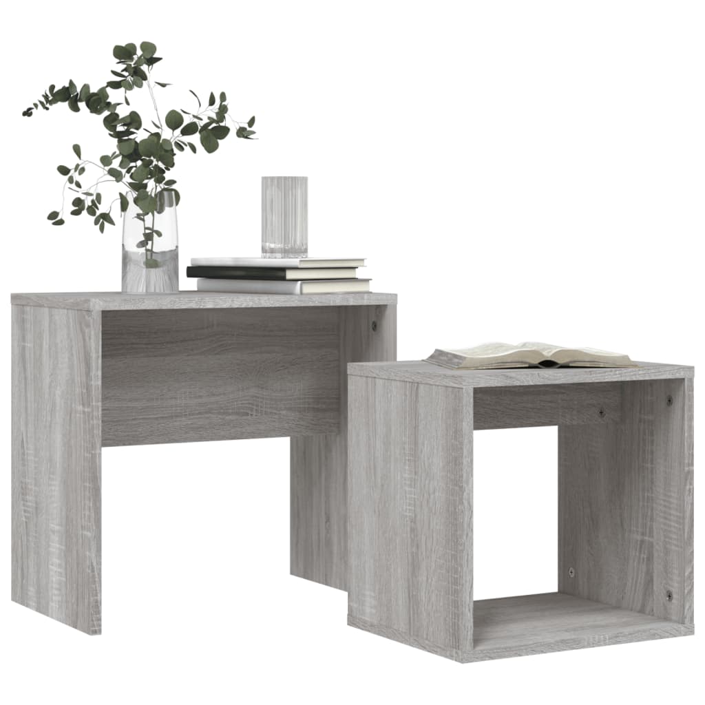 vidaXL Nesting Coffee Tables 2 pcs Grey Sonoma Engineered Wood