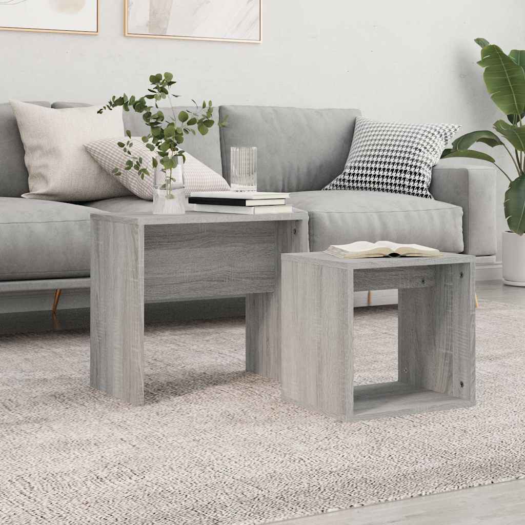 vidaXL Nesting Coffee Tables 2 pcs Grey Sonoma Engineered Wood