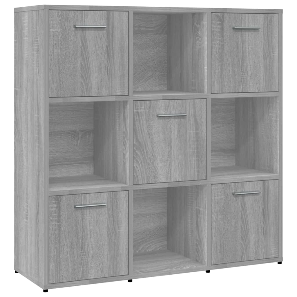 vidaXL Book Cabinet Grey Sonoma 90x30x90 cm Engineered Wood
