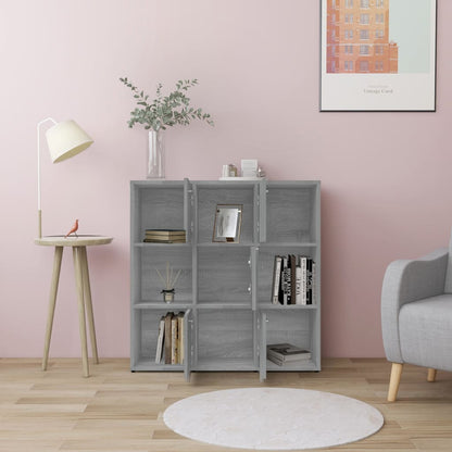 vidaXL Book Cabinet Grey Sonoma 90x30x90 cm Engineered Wood