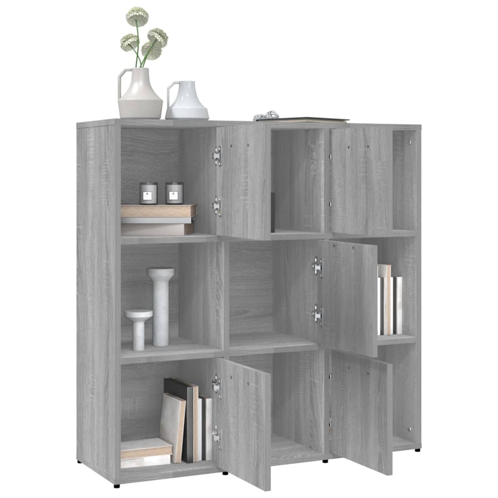 vidaXL Book Cabinet Grey Sonoma 90x30x90 cm Engineered Wood