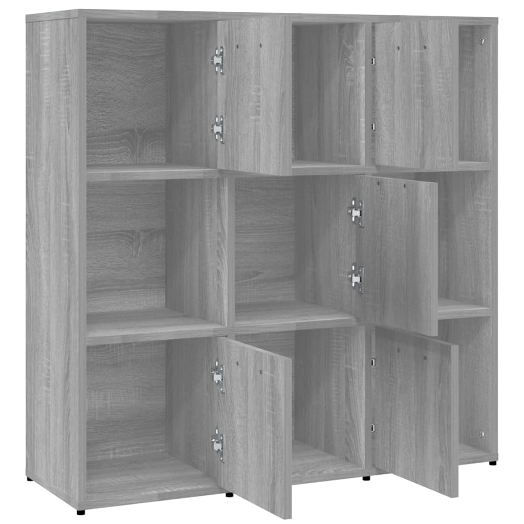 vidaXL Book Cabinet Grey Sonoma 90x30x90 cm Engineered Wood