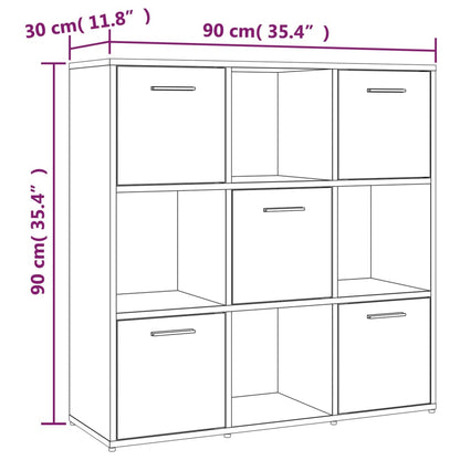vidaXL Book Cabinet Grey Sonoma 90x30x90 cm Engineered Wood