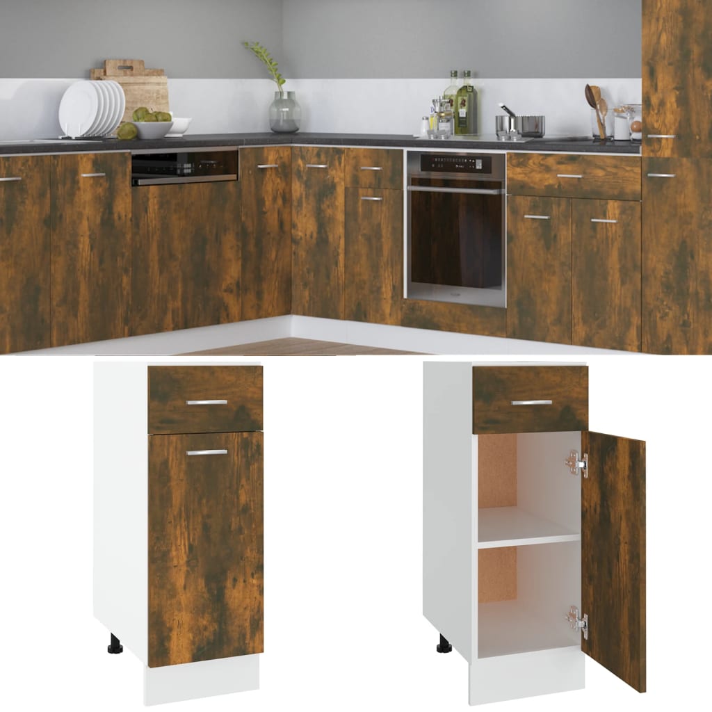 vidaXL Drawer Bottom Cabinet "Lyon" Smoked Oak 30x46x81,5 cm Engineered Wood
