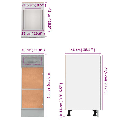 vidaXL Drawer Bottom Cabinet Lyon Grey Sonoma 30x46x81.5 cm Engineered Wood