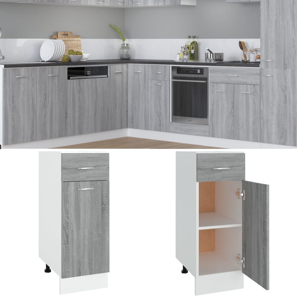 vidaXL Drawer Bottom Cabinet "Lyon" Grey Sonoma 30x46x81,5 cm Engineered Wood