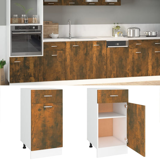 vidaXL Drawer Bottom Cabinet "Lyon" Smoked Oak 40x46x81,5 cm Engineered Wood