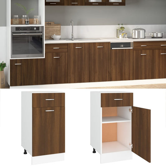vidaXL Drawer Bottom Cabinet "Lyon" Brown Oak 40x46x81,5 cm Engineered Wood