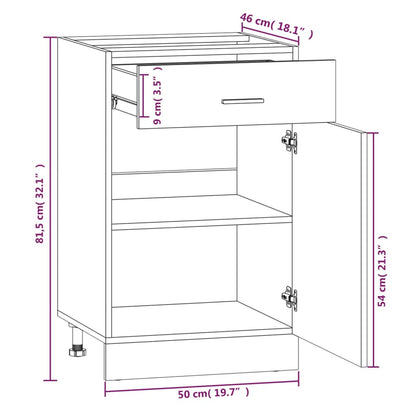 vidaXL Drawer Bottom Cabinet Lyon Smoked Oak 50x46x81.5 cm Engineered Wood