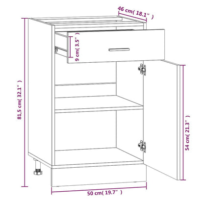 vidaXL Drawer Bottom Cabinet "Lyon" Grey Sonoma 50x46x81.5 cm