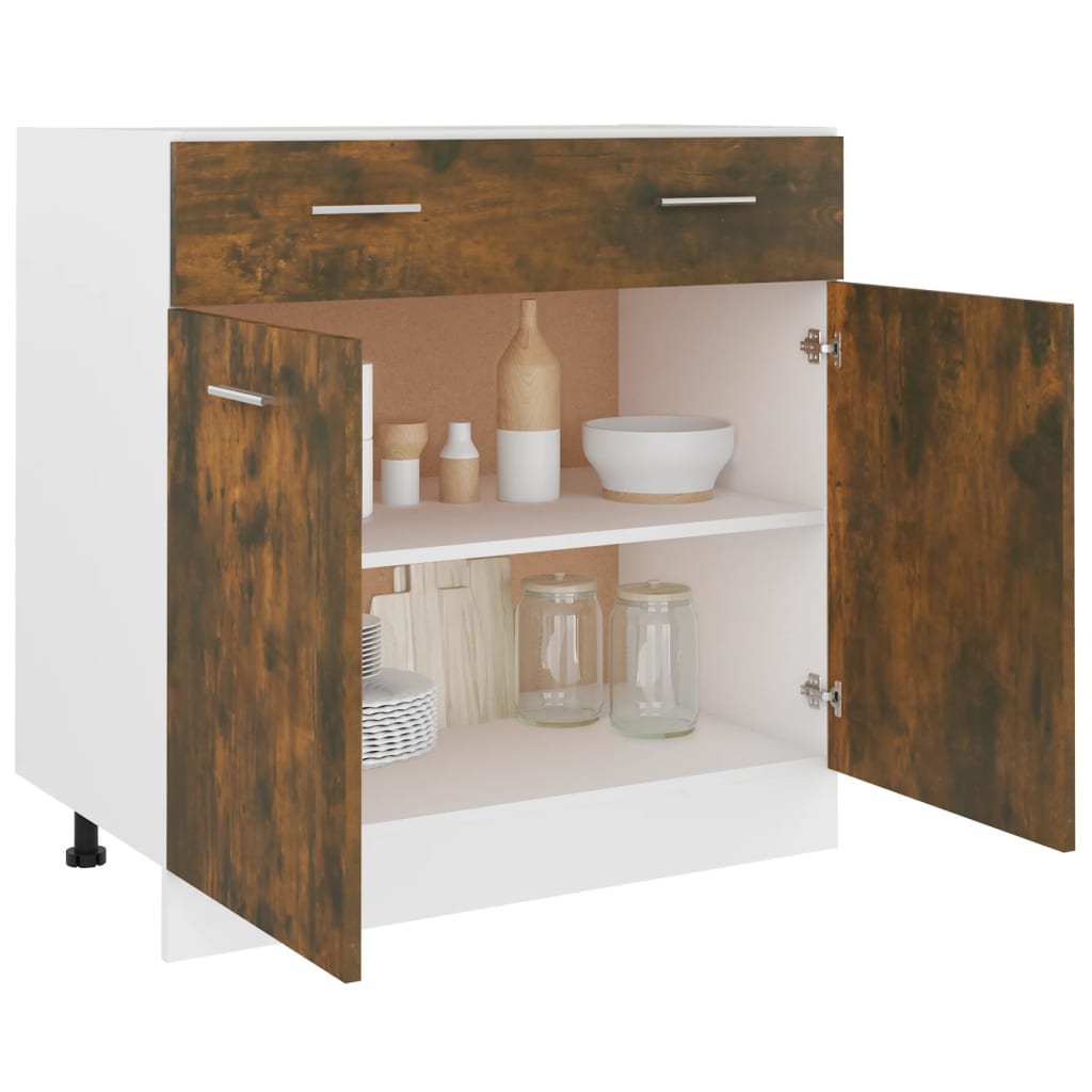vidaXL Drawer Bottom Cabinet "Lyon" Smoked Oak 80x46x81,5 cm Engineered Wood